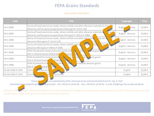 sample of the FEPA abrasive grains standards